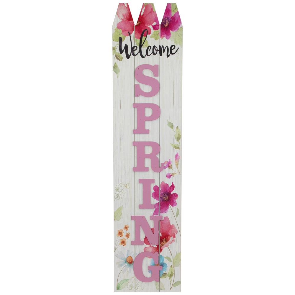 40" Pink Floral 'Welcome Spring" Outdoor Porch Sign. Picture 1