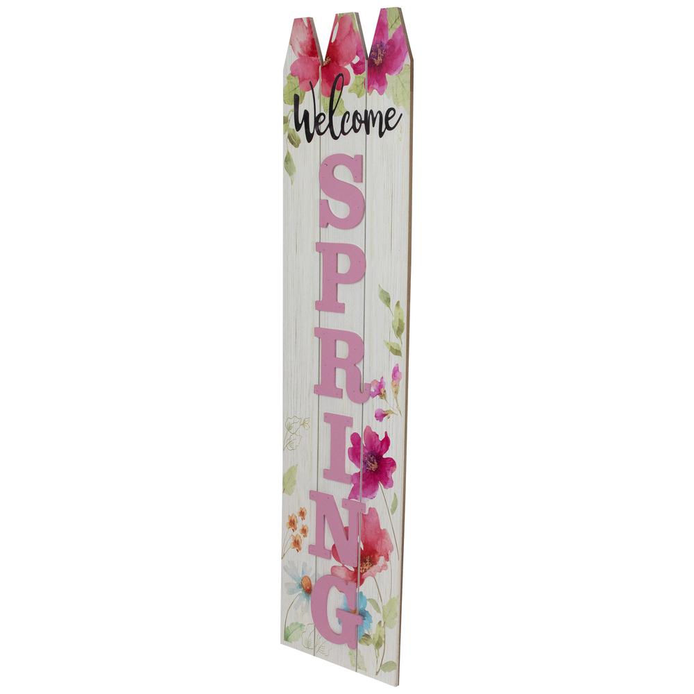 40" Pink Floral 'Welcome Spring" Outdoor Porch Sign. Picture 2