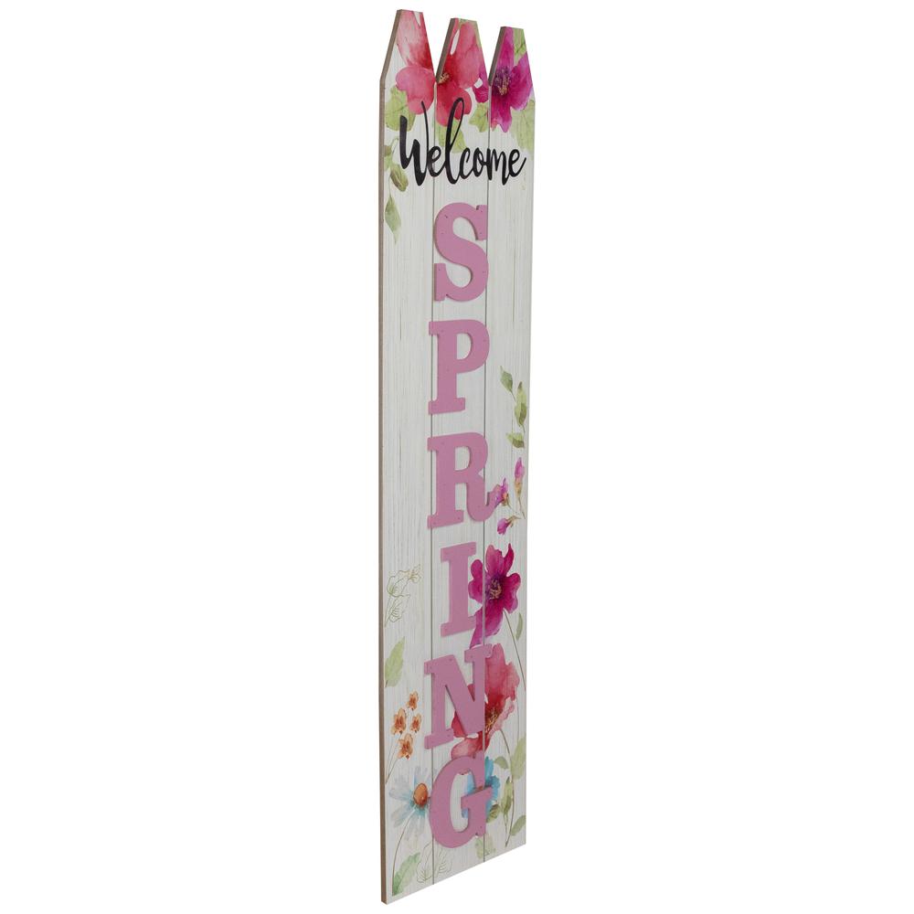 40" Pink Floral 'Welcome Spring" Outdoor Porch Sign. Picture 3