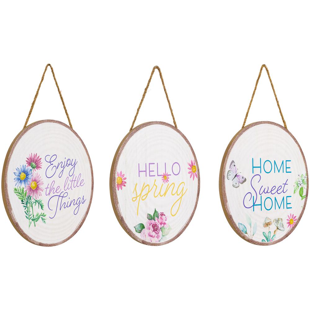 Springtime Floral Hanging Wall Signs - 9.75" - Set of 3. Picture 3