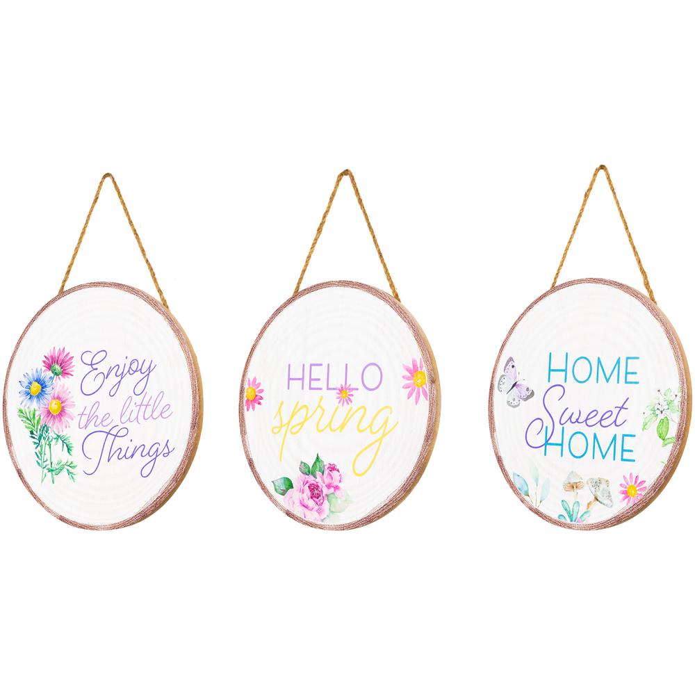 Springtime Floral Hanging Wall Signs - 9.75" - Set of 3. Picture 4