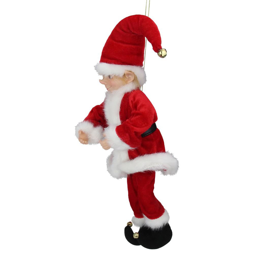 15" Red and White Bendable Elf in a Santa Suit. Picture 2