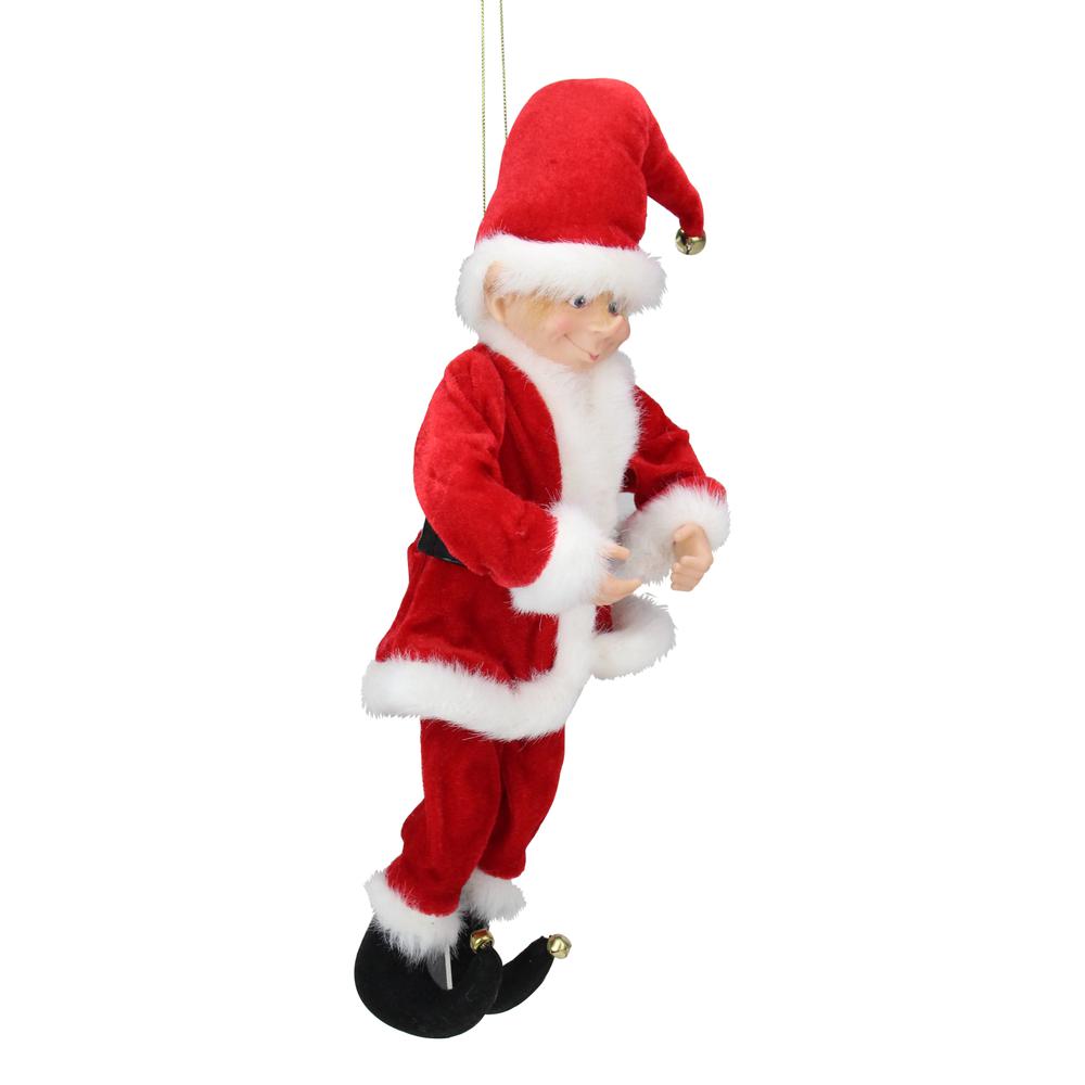 15" Red and White Bendable Elf in a Santa Suit. Picture 4