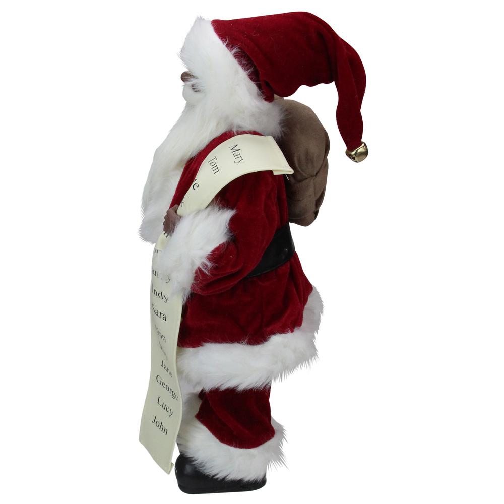 16" African American Santa Claus with Naughty or Nice List Christmas Figure. Picture 4