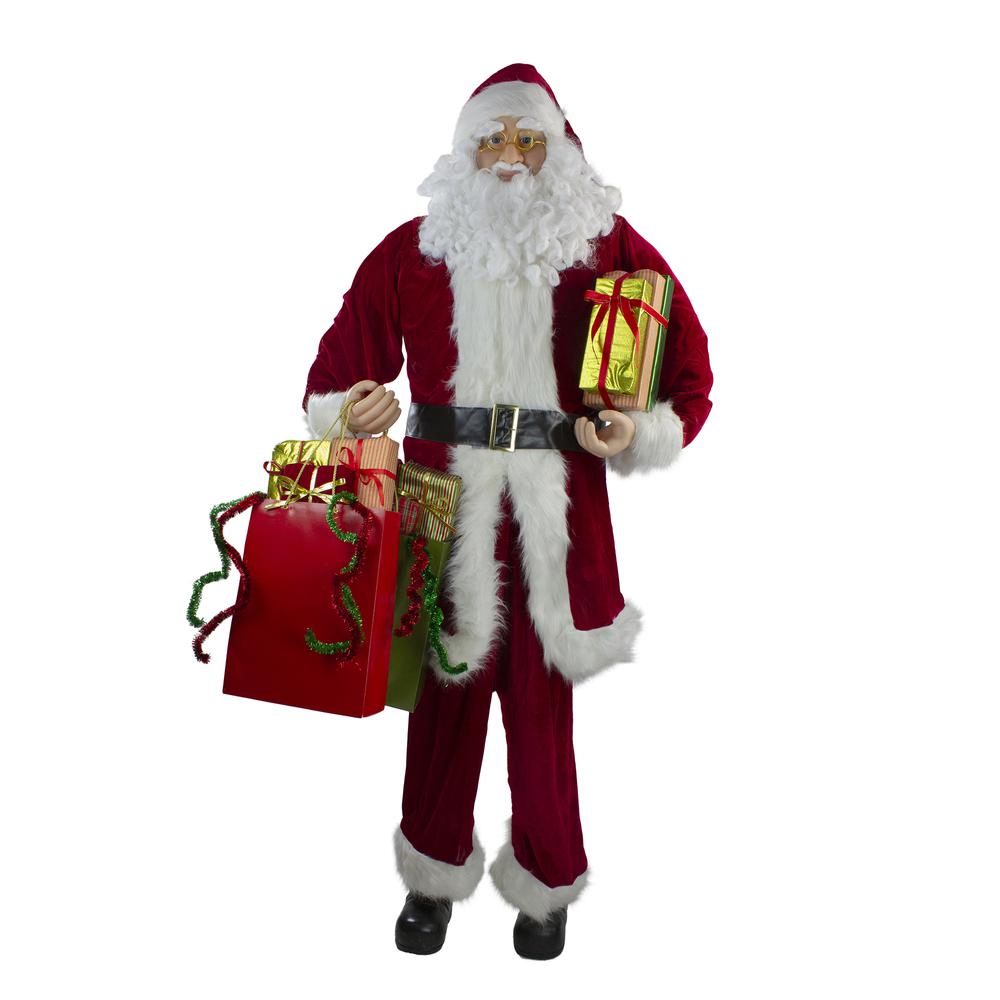 6' Red and White Standing Santa Claus with Presents Christmas Figurine. Picture 1