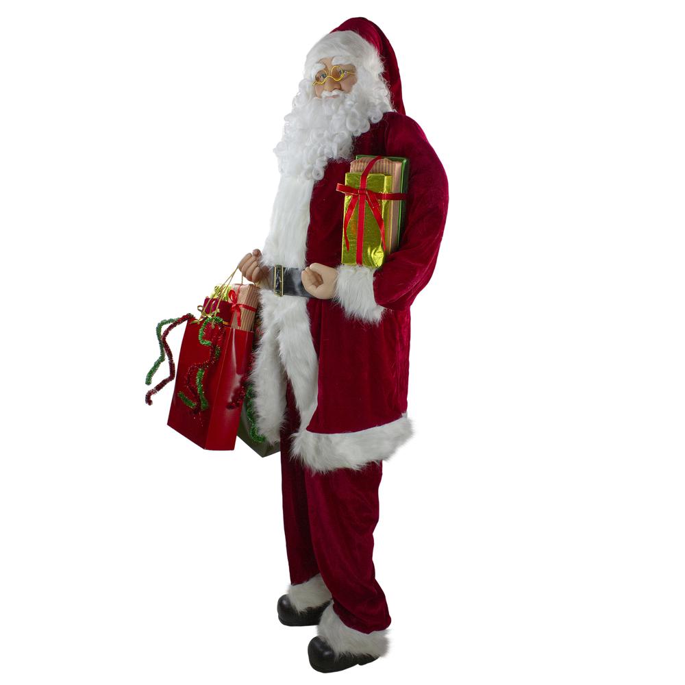 6' Red and White Standing Santa Claus with Presents Christmas Figurine. Picture 2