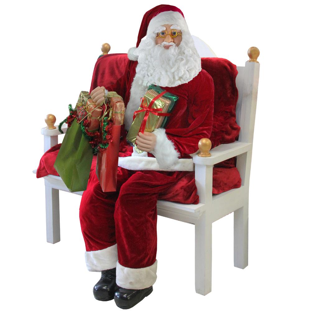 6' Red and White Standing Santa Claus with Presents Christmas Figurine. Picture 4