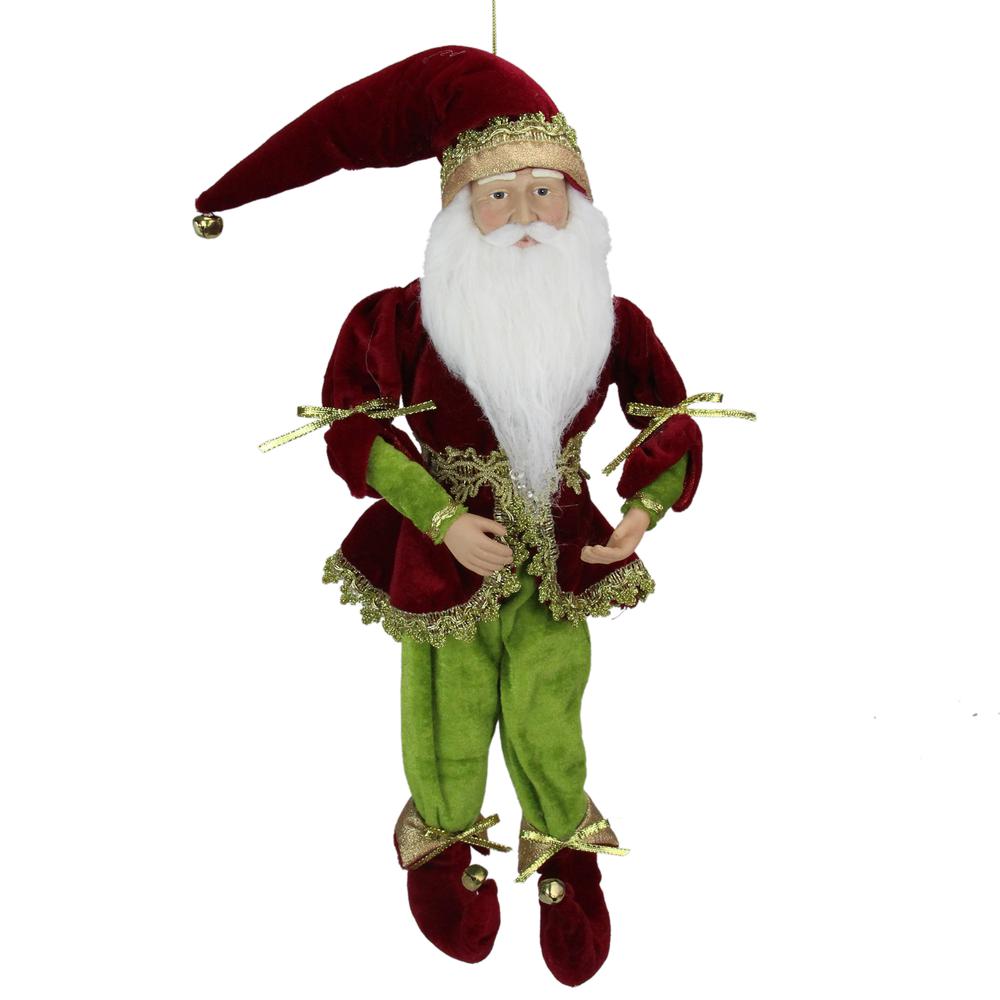 18" Red and Green Whimsical Elf Christmas Decor Figurine. Picture 1