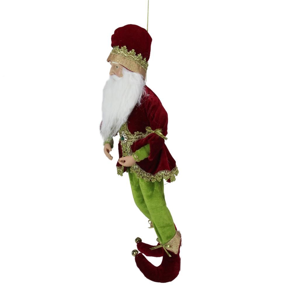 18" Red and Green Whimsical Elf Christmas Decor Figurine. Picture 2