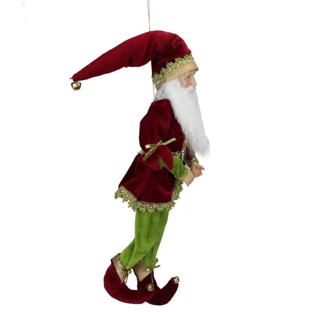 18" Red and Green Whimsical Elf Christmas Decor Figurine. Picture 3