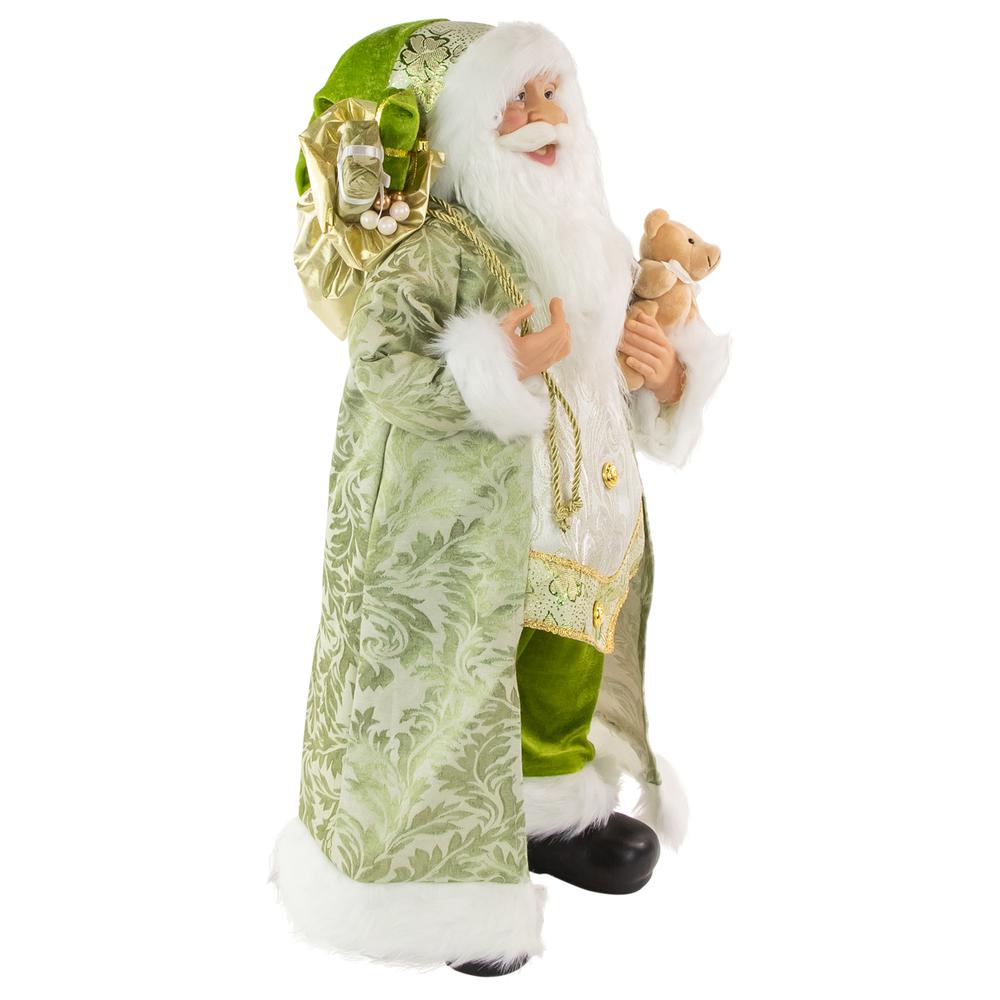 24" St Patrick's Irish Santa Claus with Teddy Bear and Gift Bag Christmas Figure. Picture 3