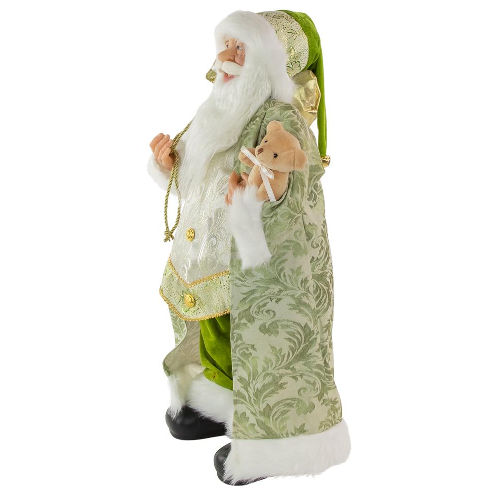 24" St Patrick's Irish Santa Claus with Teddy Bear and Gift Bag Christmas Figure. Picture 2