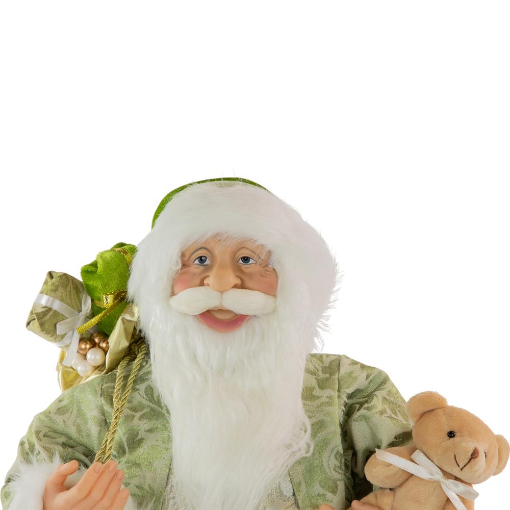 24" St Patrick's Irish Santa Claus with Teddy Bear and Gift Bag Christmas Figure. Picture 4