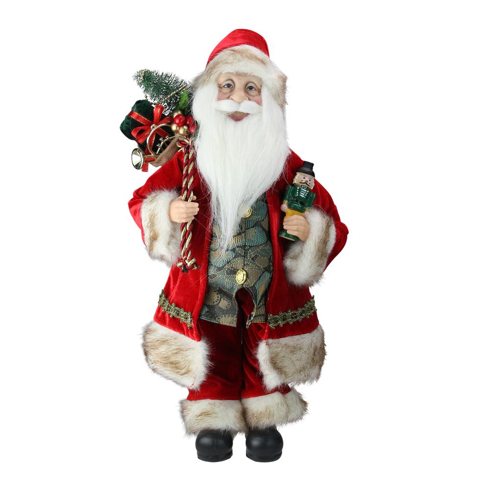 18" Red and White Standing Santa Claus Christmas Figure. Picture 1
