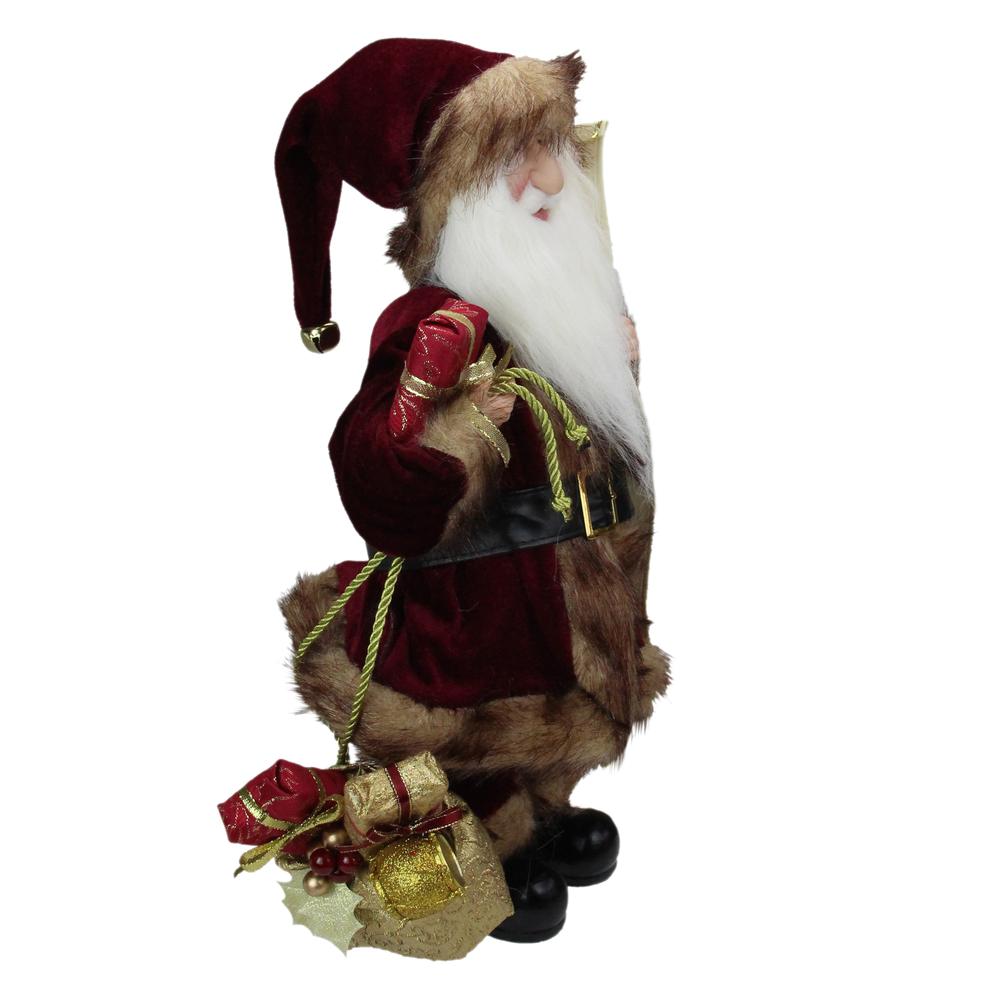 18" Red Woodland Santa Claus Christmas Figure with Naughty and Nice List. Picture 2