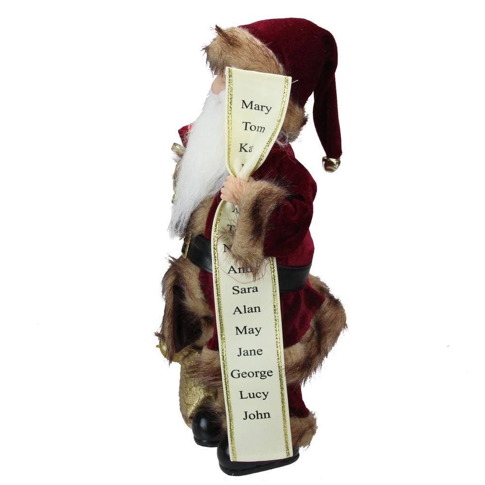 18" Red Woodland Santa Claus Christmas Figure with Naughty and Nice List. Picture 4