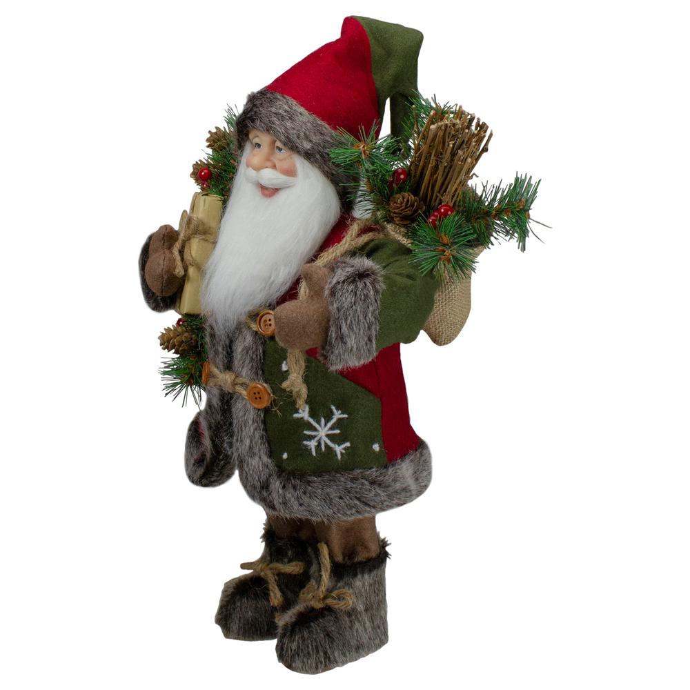 16" Country Santa Claus with Snowflake Jacket Standing Christmas Figure. Picture 3