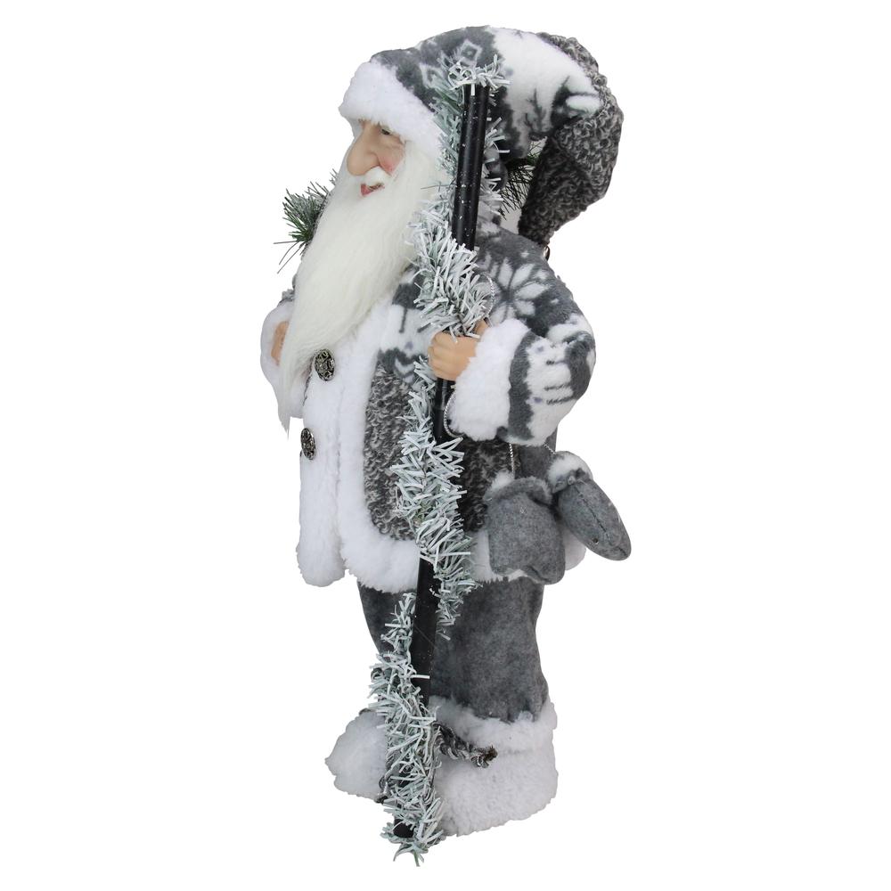 16" Gray and White Country Santa Claus Christmas Figure. Picture 4