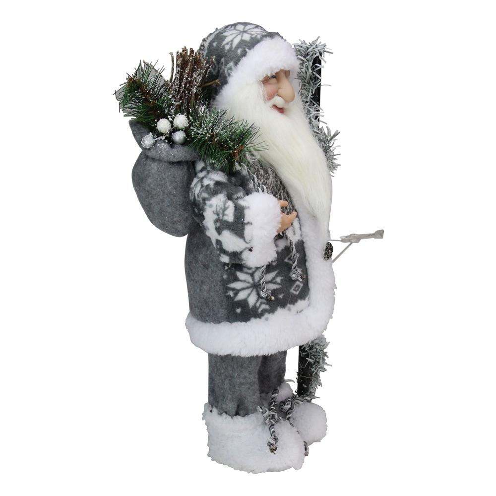 16" Gray and White Country Santa Claus Christmas Figure. Picture 3