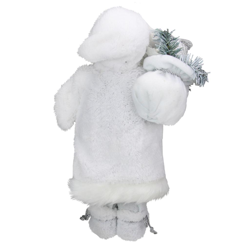 16" White Frost Standing Santa Claus Christmas Figurine with Lantern. Picture 3