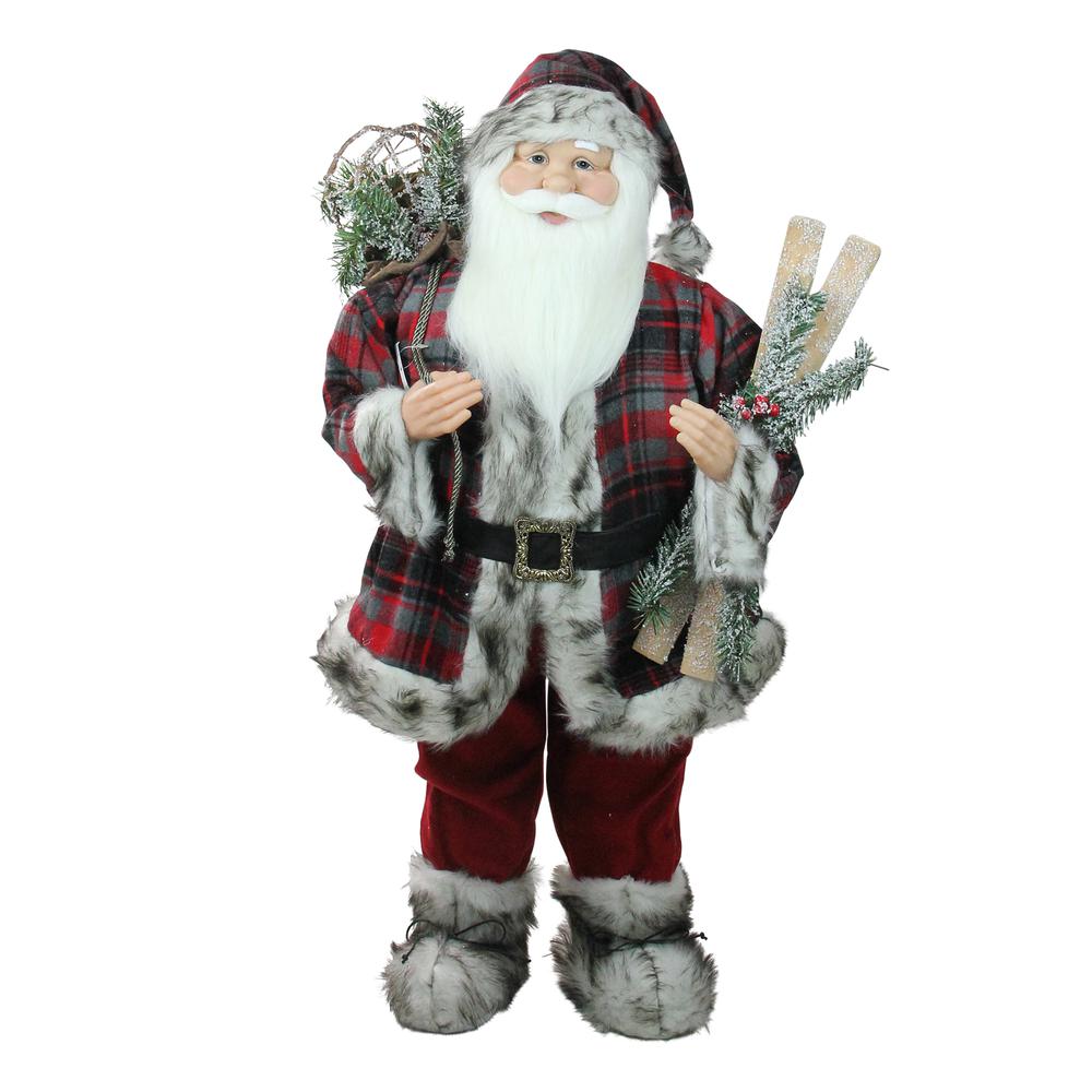 36" Alpine Chic Santa Claus with Snowshoes and Skis Christmas Figure. Picture 1