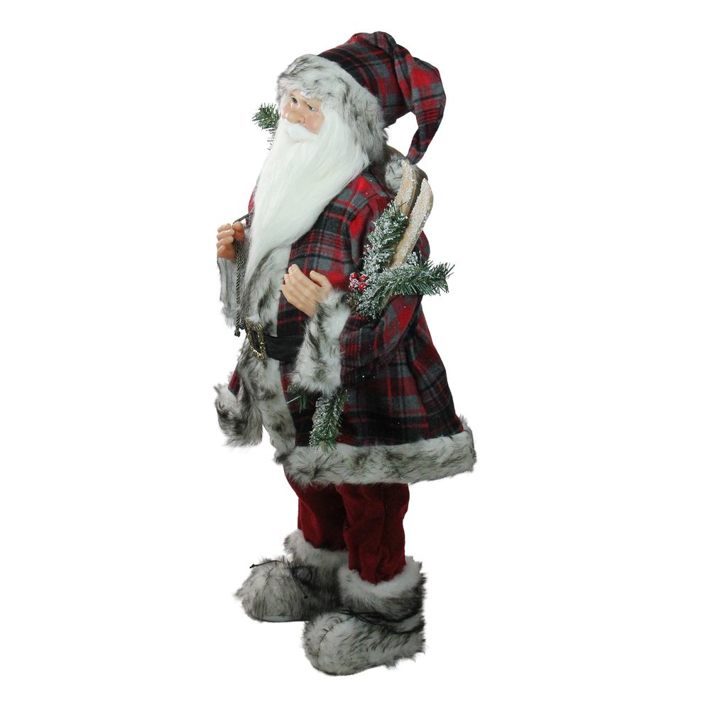36" Alpine Chic Santa Claus with Snowshoes and Skis Christmas Figure. Picture 2