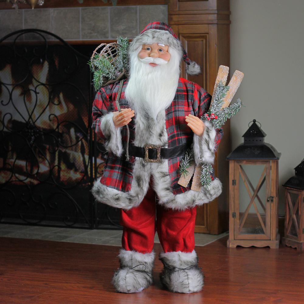 36" Alpine Chic Santa Claus with Snowshoes and Skis Christmas Figure. Picture 3