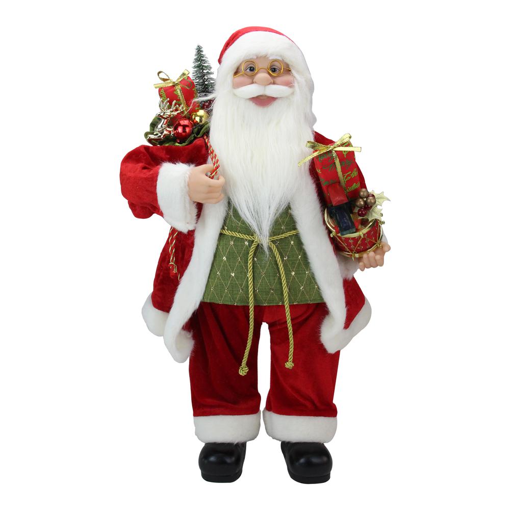 24" Red and White Santa Claus with Presents and Drum Christmas Figure. Picture 1