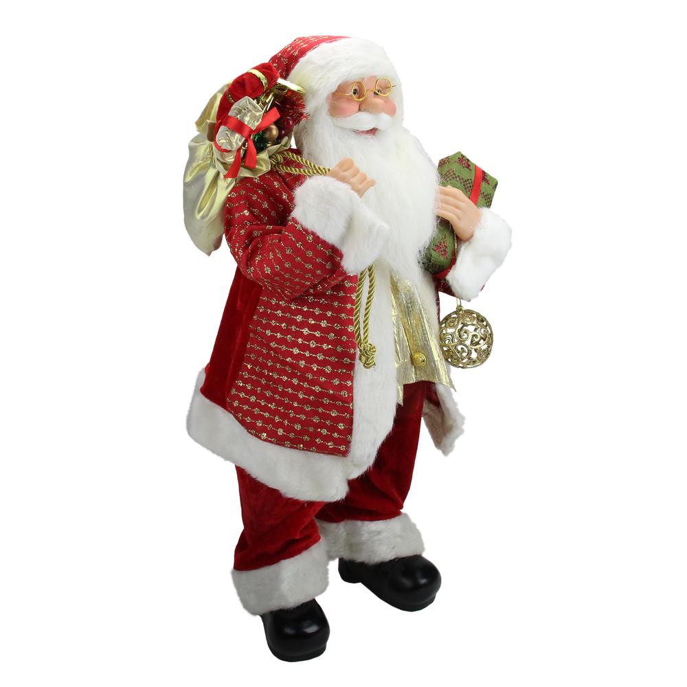 24" Red and White Santa with Gift Bag and Presents Christmas Figure. Picture 2