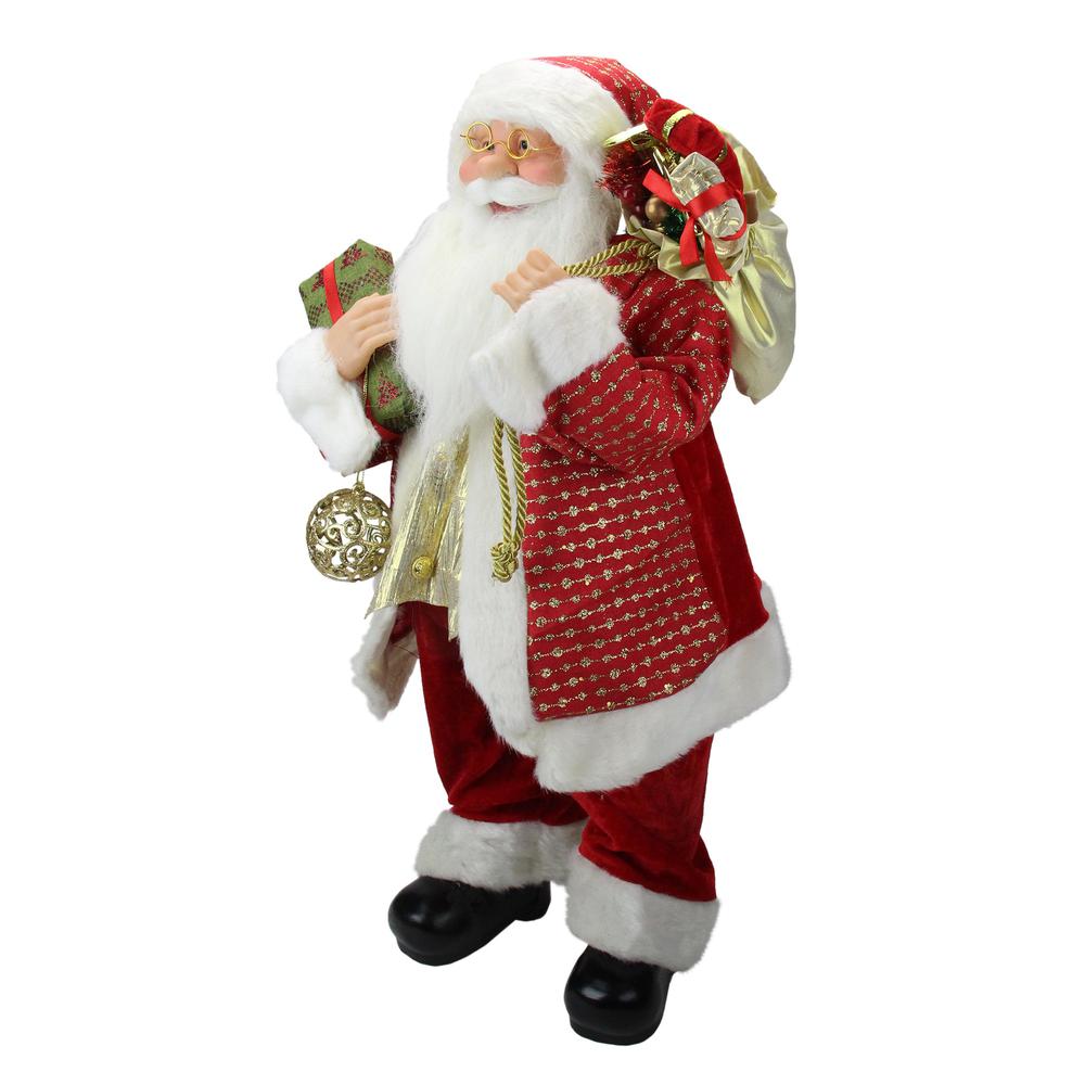 24" Red and White Santa with Gift Bag and Presents Christmas Figure. Picture 3