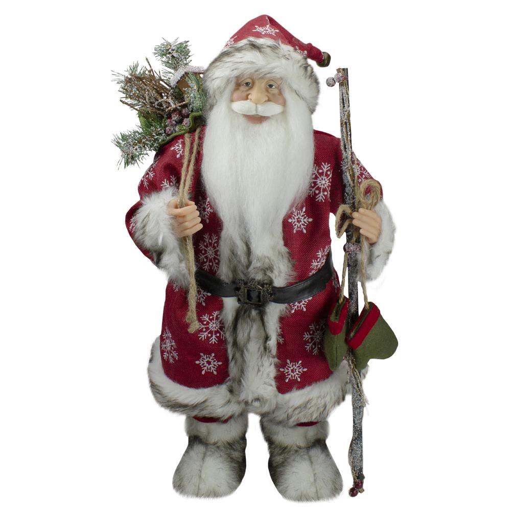 24" Snowflake Santa Claus with Staff and Mittens Christmas Figure. Picture 1