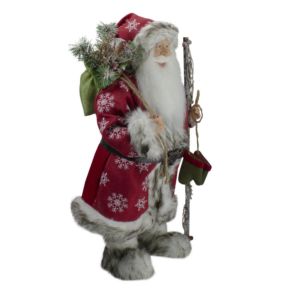24" Snowflake Santa Claus with Staff and Mittens Christmas Figure. Picture 2