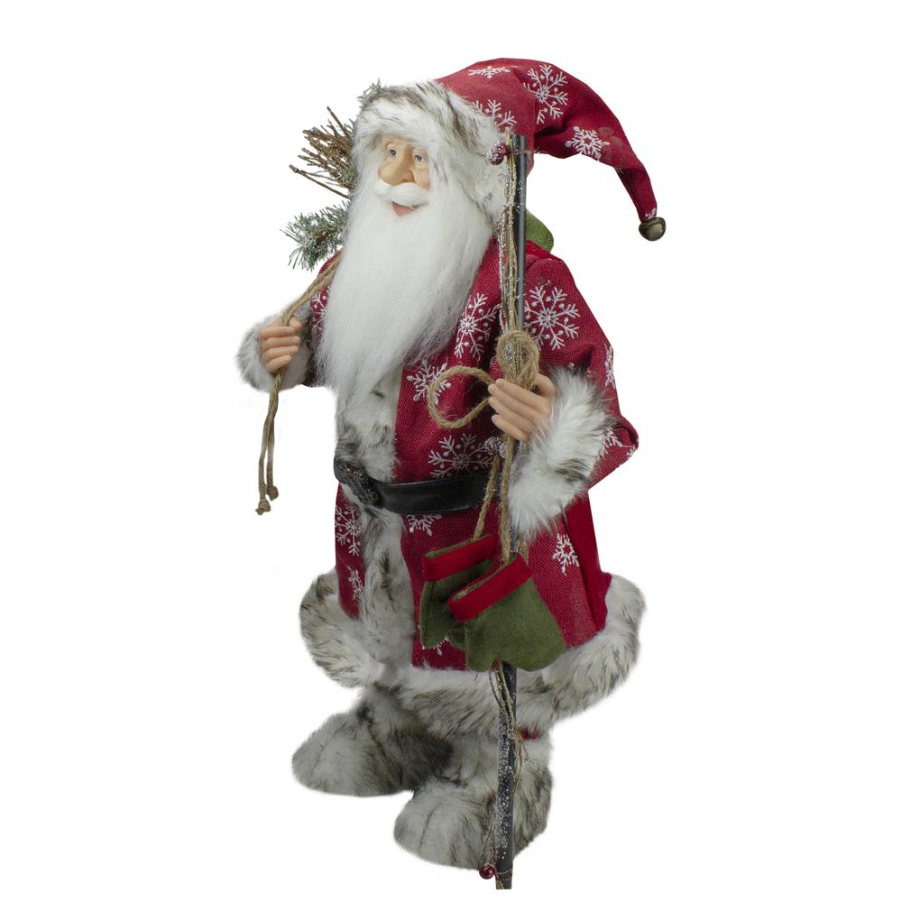 24" Snowflake Santa Claus with Staff and Mittens Christmas Figure. Picture 3