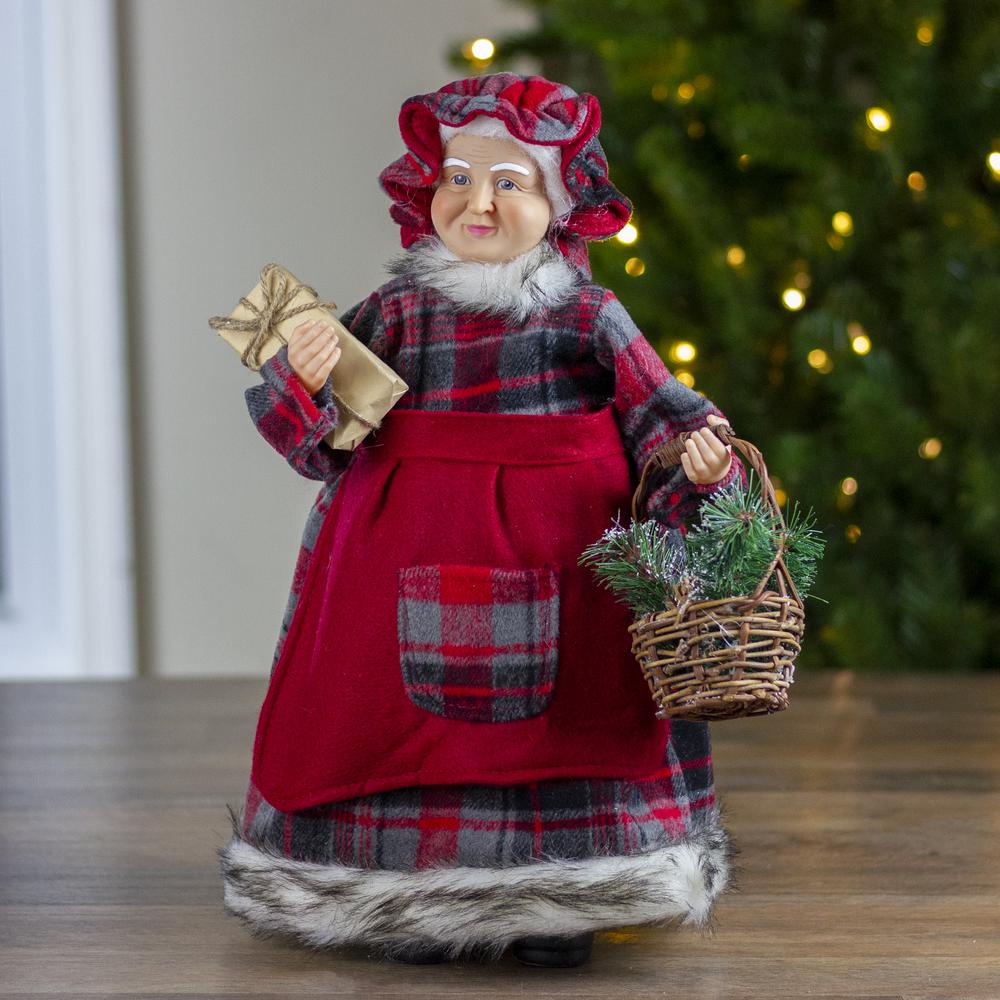 16" Country Mrs Claus with Basket and Gift Christmas Figure. Picture 2