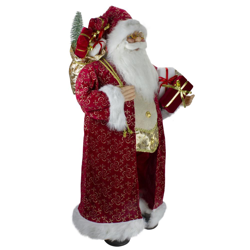 32" Red and Gold Santa Claus with Gifts Christmas Figure. Picture 2
