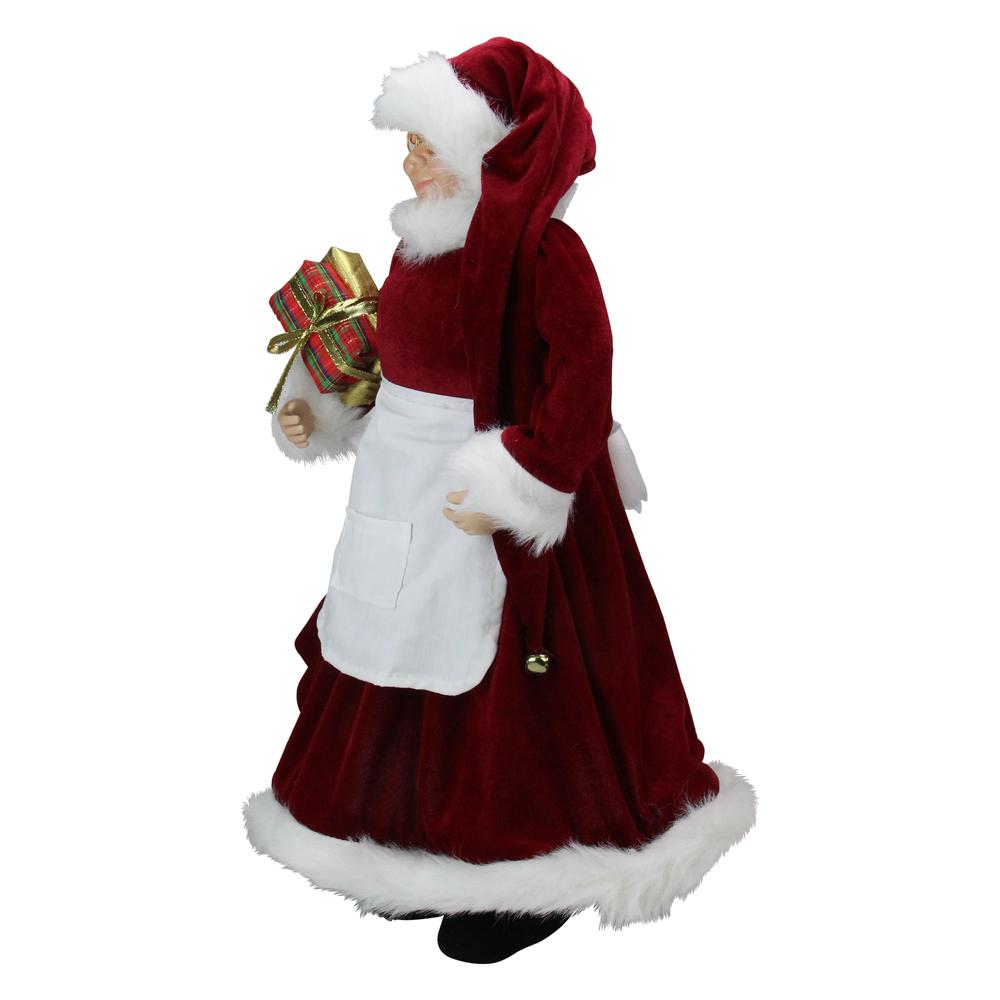 24" Traditional Mrs Claus with Braided Hair and Gifts Christmas Figure. Picture 5