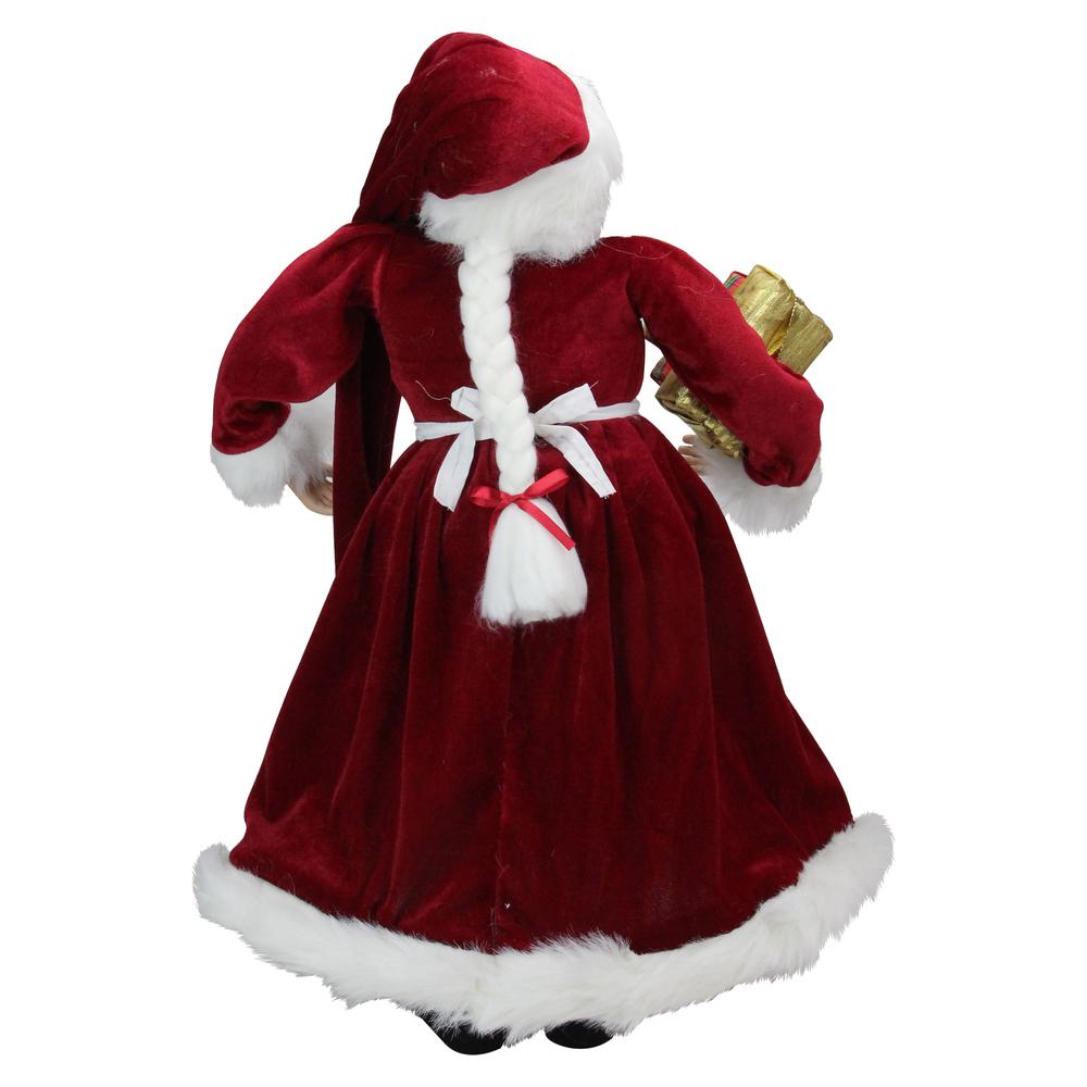 24" Traditional Mrs Claus with Braided Hair and Gifts Christmas Figure. Picture 4