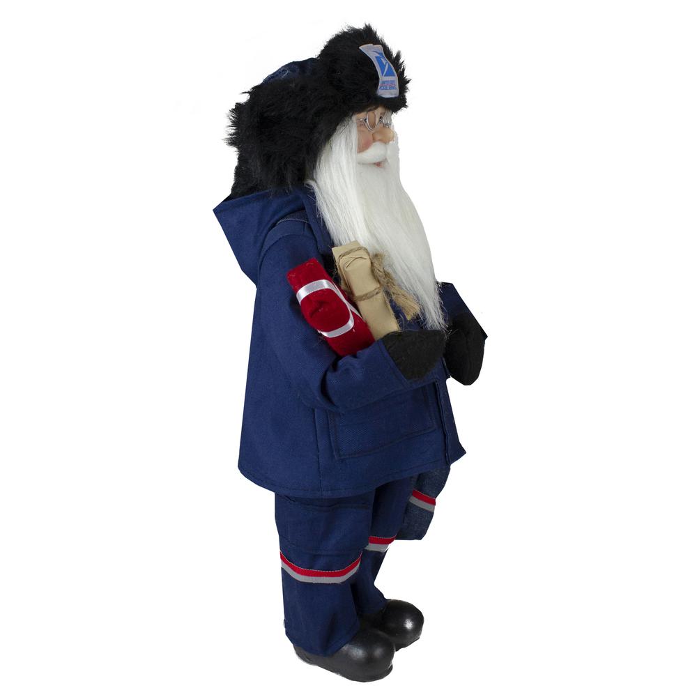 17" Blue and Red United States Postal Service Standing Santa Claus Christmas Figure. Picture 3