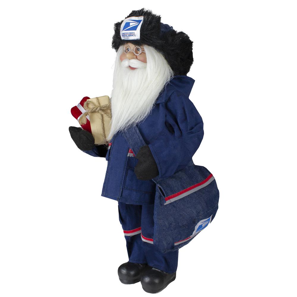17" Blue and Red United States Postal Service Standing Santa Claus Christmas Figure. Picture 2