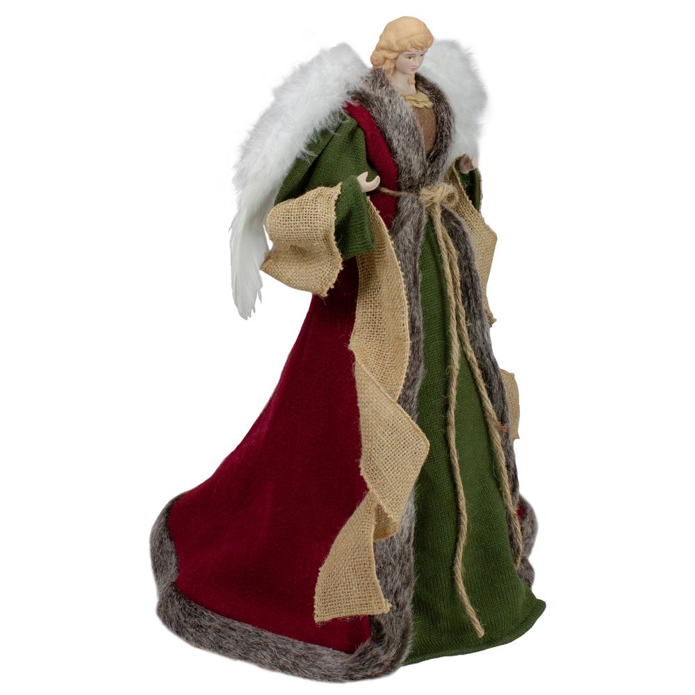 18" Green and Brown Angel in a Dress Christmas Tree Topper - Unlit. Picture 3