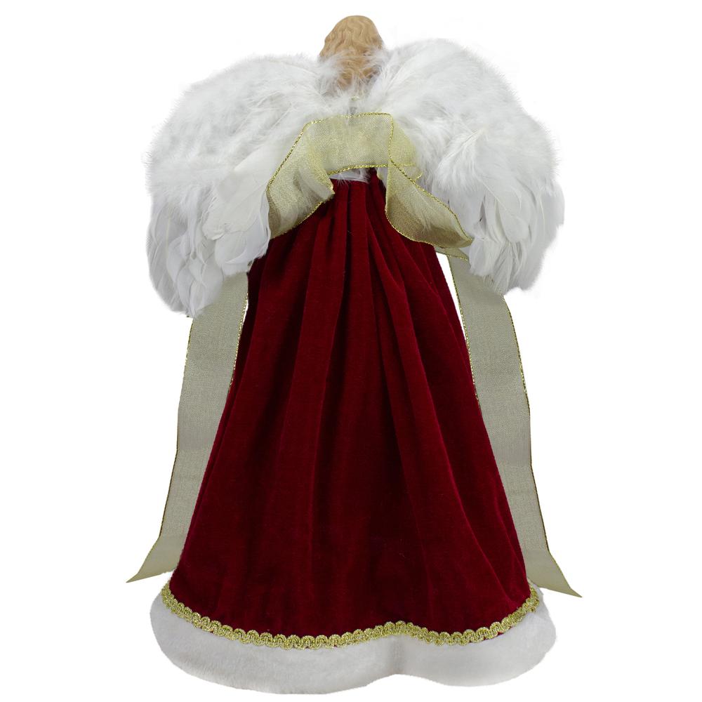 18" Red and Gold Angel in a Dress Christmas Tree Topper - Unlit. Picture 5