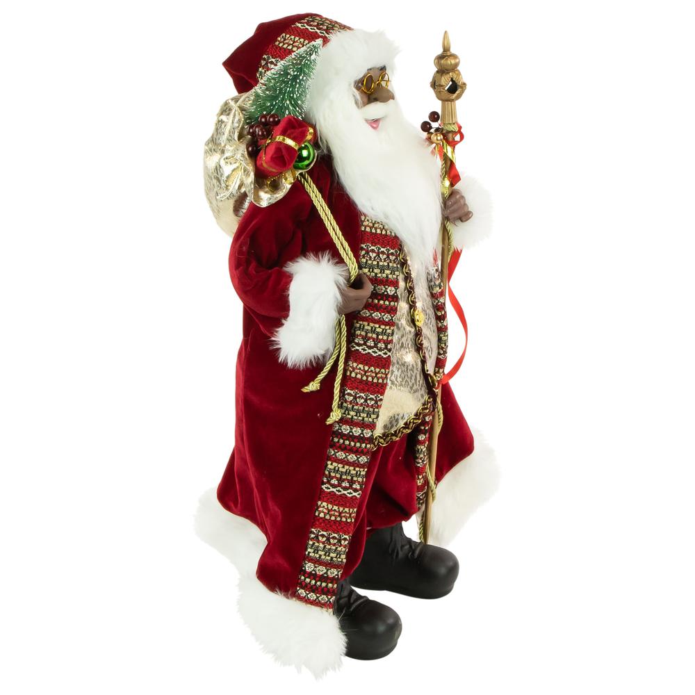24" African American Santa Claus with Gift Bag Christmas Figure. Picture 2