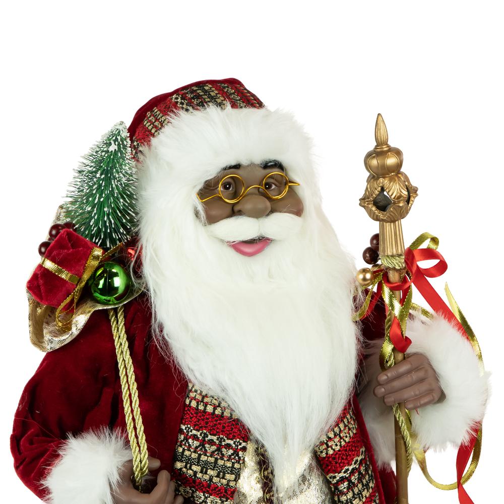 24" African American Santa Claus with Gift Bag Christmas Figure. Picture 4