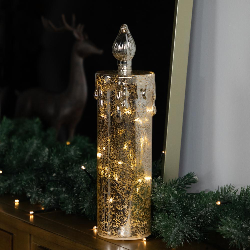 13" LED Lighted Gold Dripping Candle Christmas Decoration. Picture 2