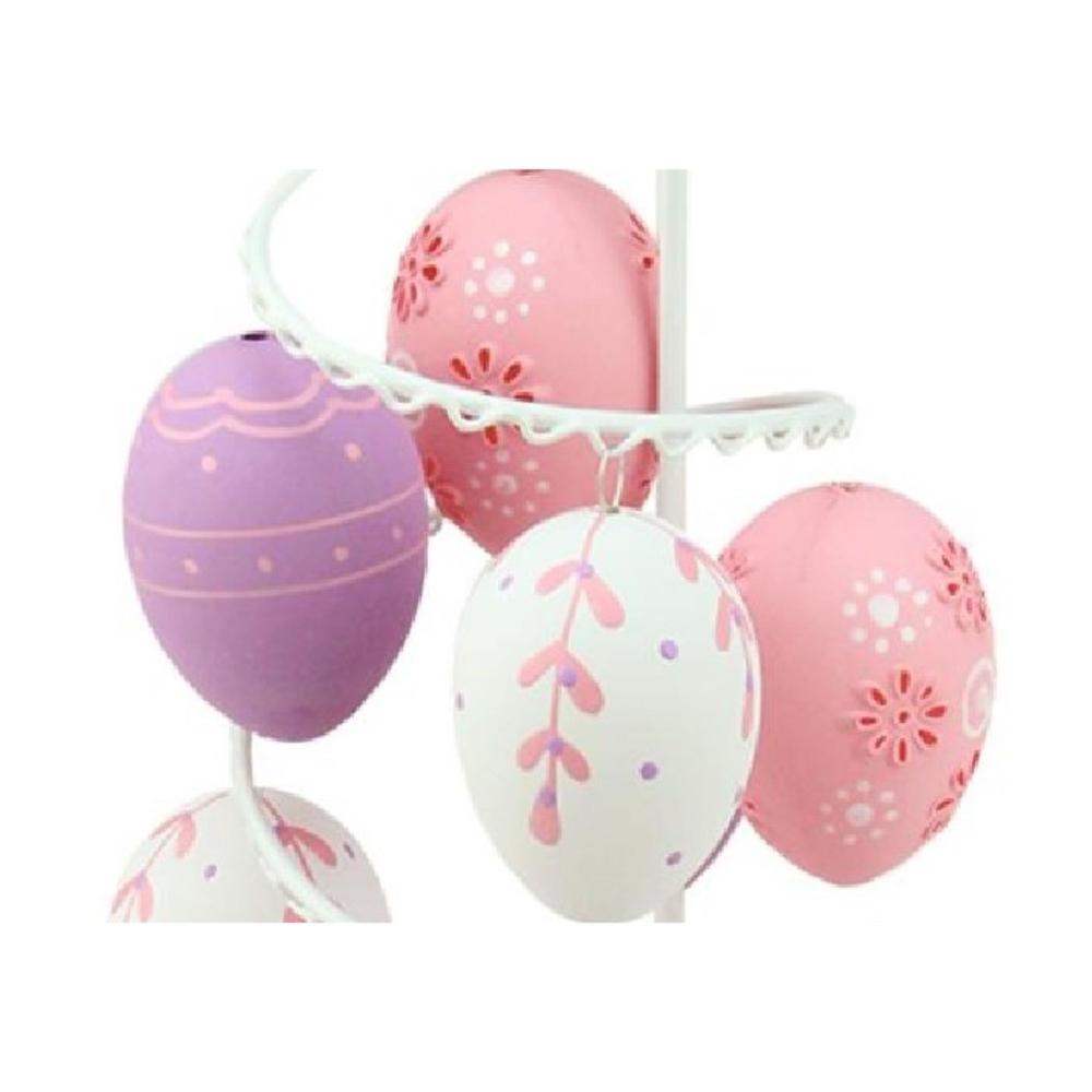14.25" White and Purple Floral Cut Out Easter Egg Tree. Picture 3