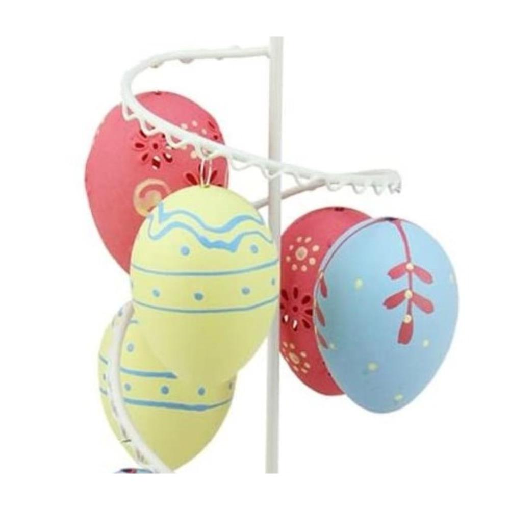 14.25" White and Pink Floral Cut Out Easter Egg Tree Tabletop Decor. Picture 3