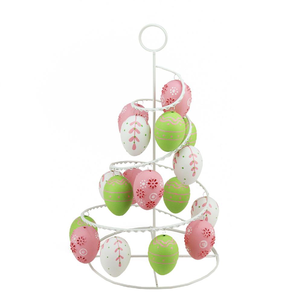 14.25" Pink, White and Green Cut-Out Easter Egg Tree Tabletop Decor. Picture 2