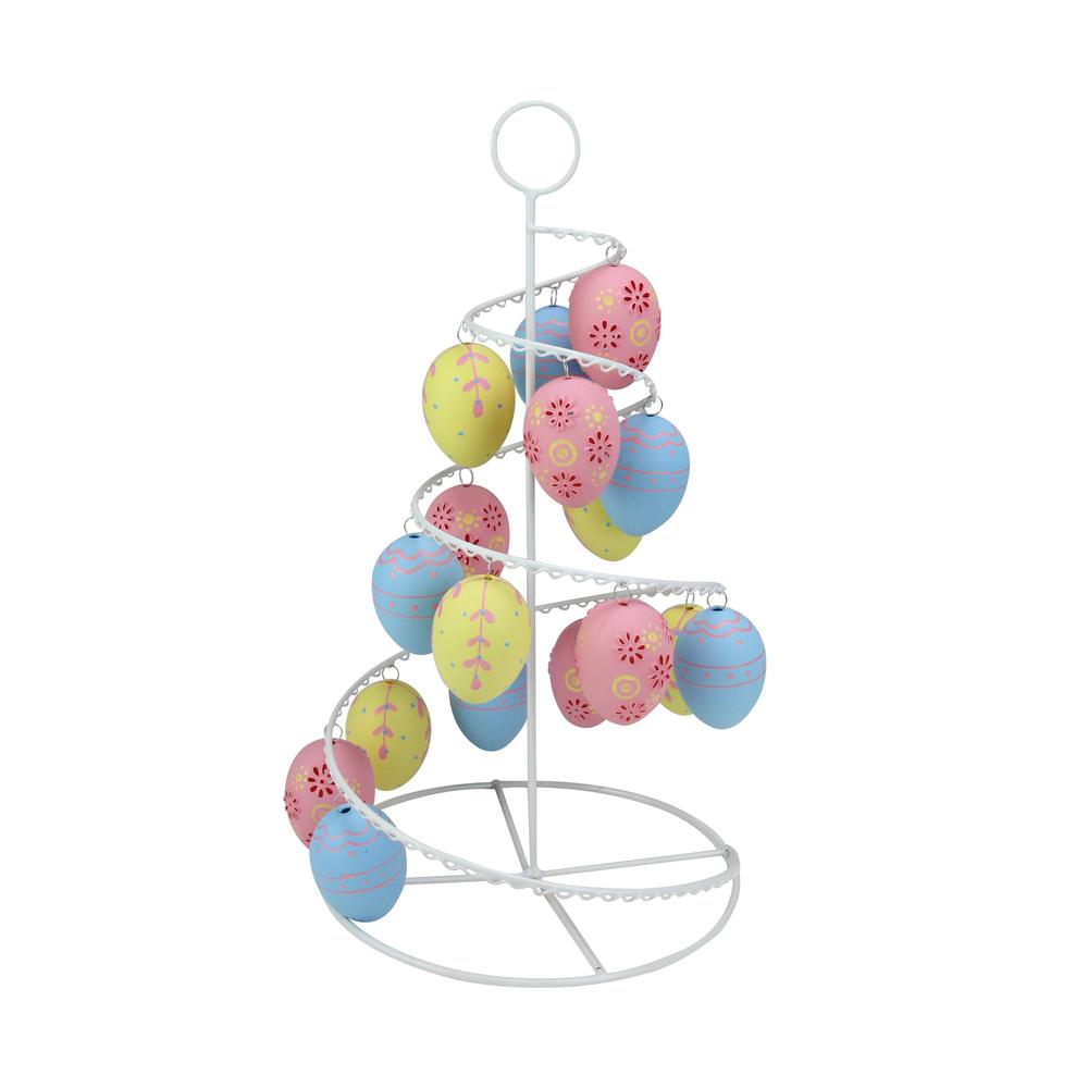 14.25" Blue, Pink and Yellow Cut-Out Spring Easter Egg Tree Decor. Picture 1