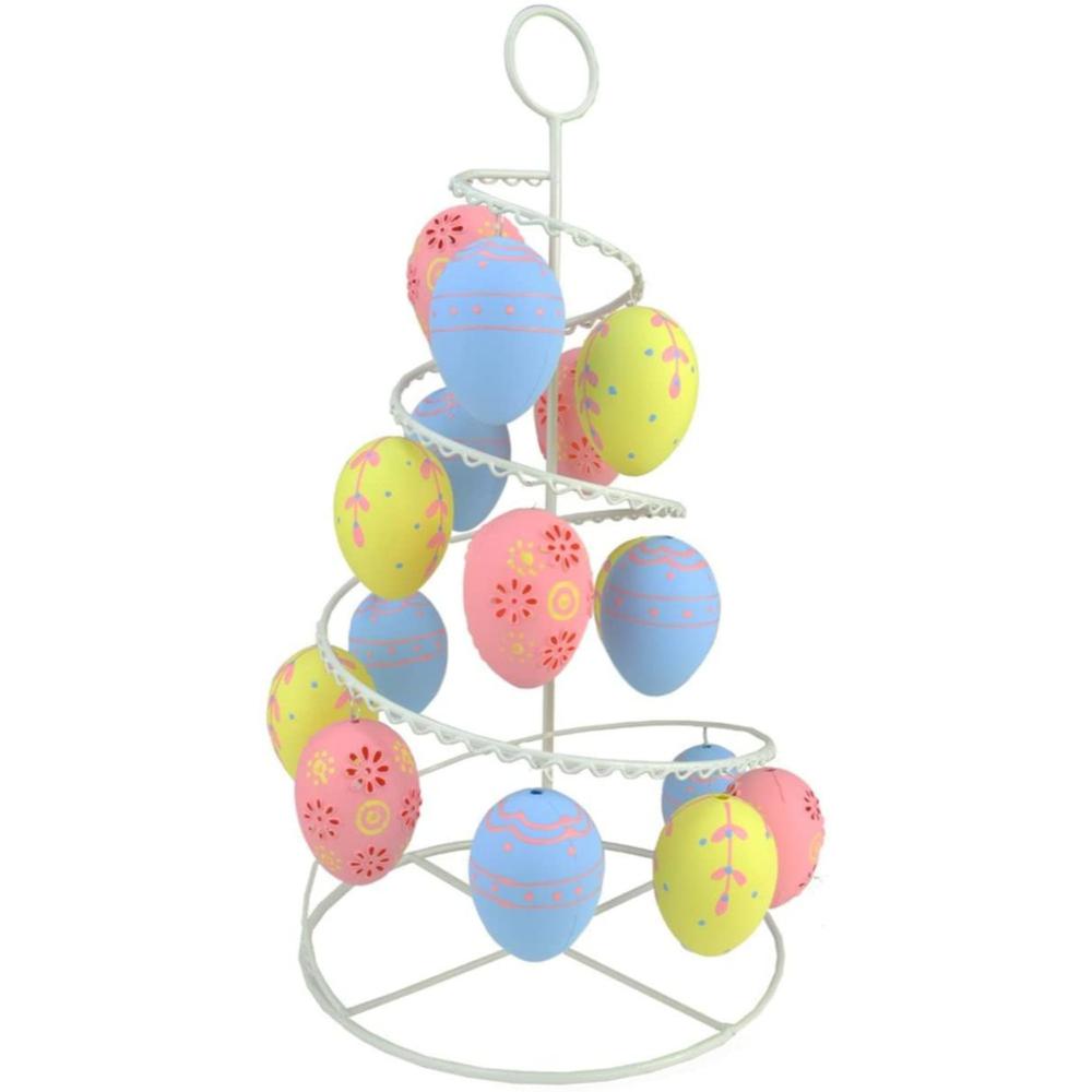 14.25" Blue, Pink and Yellow Cut-Out Spring Easter Egg Tree Decor. Picture 2