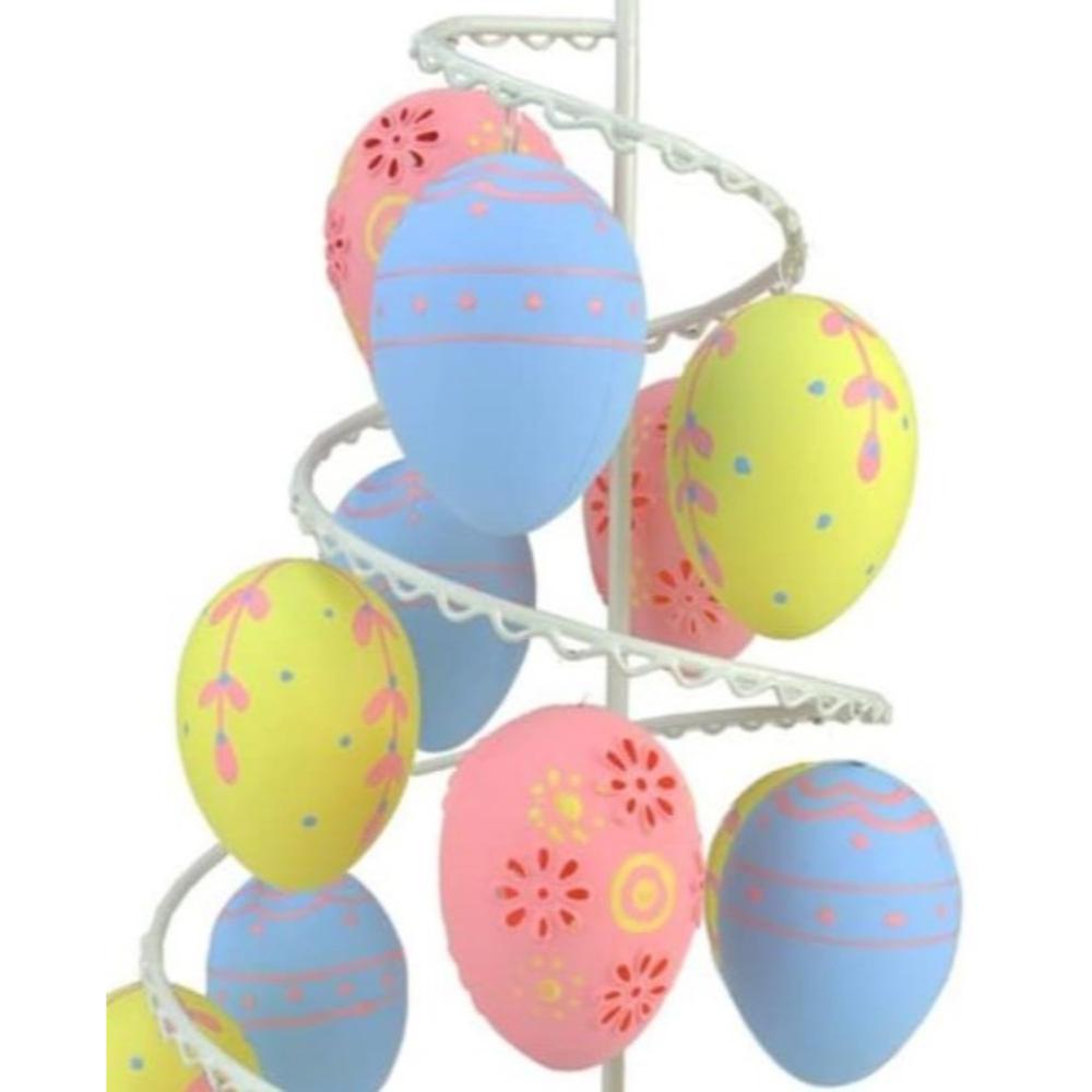 14.25" Blue, Pink and Yellow Cut-Out Spring Easter Egg Tree Decor. Picture 3